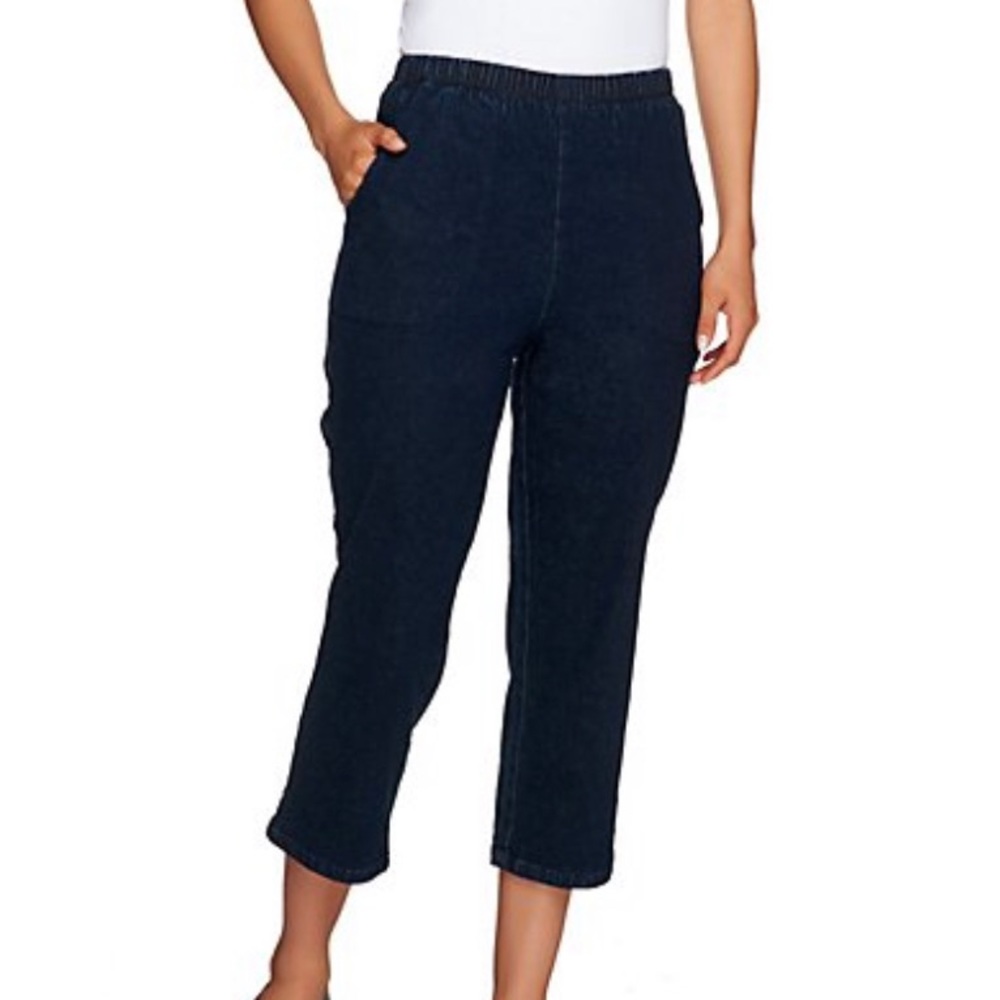 Denim&Co Original Waist Stretch Crop Pants with Side Pockets - Medium (A14925)